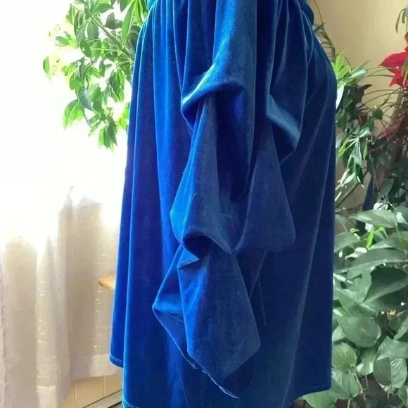 Antthony Stretch Velvet Top with Puff Sleeve Elastic On and Off Shoulder Large - Picture 3 of 5